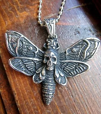 Large Cicada W/ Skull Stainless Steel Death Moth Silver Pendant Jewelry • $35