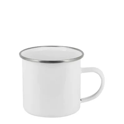 White Metal Enamel 8cm Cup Camping Outdoor CoffeE Tea Falcon Picnic X2 *EL120 • £9.99