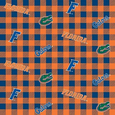 University Of Florida Gators Cotton Fabric With Buffalo Plaid Print-By The Yard • $9.99