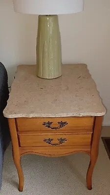 Pair Of Vintage French Provincial Marble Top Nightstand / Side Table / End Table • $595