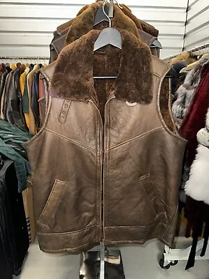 Shearling Vest Mens Size M Brown Color Excellent Quality Luxor Leathers & Furs • $150