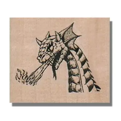 Wood Rubber Stamp Dragon Breathing Fire Fantasy Myth Monster Knight Animal • $7.44