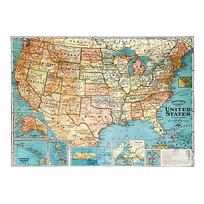 Decorative Wrap 20” X 28” Usa Map Cavallini Papers & Co • $5