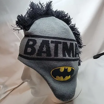 Batman Beanie With Mohawk Youth Or Size Small Fleece Lined Winter Hat Ear Flaps • $9.93