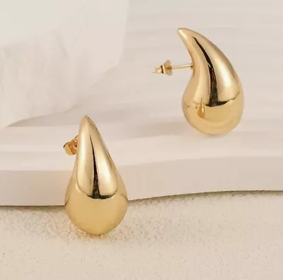 Chunky Gold Tear Drop Earrings For Women- Bottega Dupe • $1.25