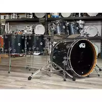 DW Collectors Maple/Mahogany 5pc Drum Set Gun Metal Sparkle Glass • $4899