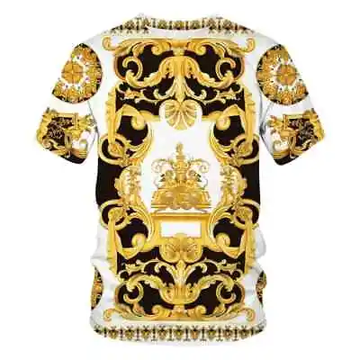 New Fashion 3d Baroque-print Crew Neck Short Sleeve T-shirt Versace Style XL • $39.95