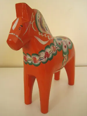 Vintage 8  Hand Painted Red DALA HORSE Wood Figurine Sweden Nils Olsson Hemslojd • $69.50