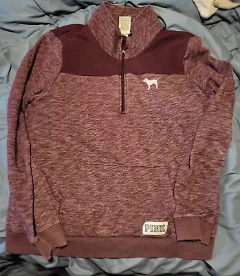 Victorias Secret Pink Half Zip Large Pull Over Maroon Burgandy • $17