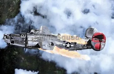 WW2 Picture Photo B-24D Liberator Burning Austria After Hit By FW-190 Color 3254 • $5.95