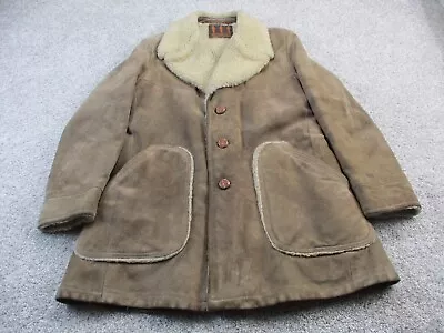 Vintage Robert Lewis Coat Suede Leather Sherpa Marlboro Man 60s 70s Size 44 FLAW • $124.89