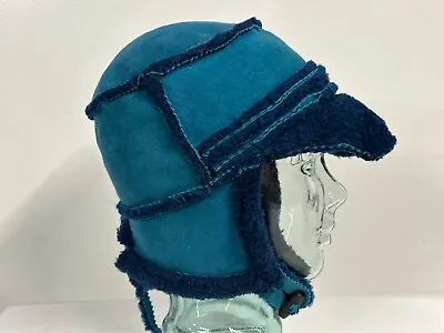 Kangol X Heather Allan   Teal Sheepskin Shearling Trapper  Cap Hat NWT Medium M • $99.99