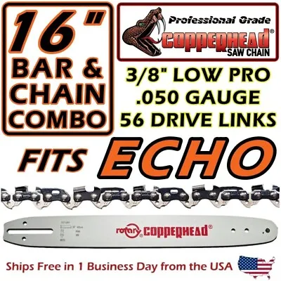 Copperhead 16  Bar & Saw Chain Echo Cs-370 Cs-400 Cs-360t - 3/8 Lp .050 Ga 56 Dl • $41.95