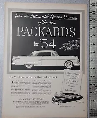 1954 Packard Vintage Print Ad Clipper Sedan Coupe Nationwide Spring Showing B&W • $7.81