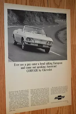 ★1965 Chevy Corvair Convertible Original Vintage Advertisement Print Ad 65 • $9.99