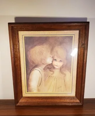 Margaret Kane  A Little Kiss  Big Eyes Girl And Llittle Boy Signed Framed Print • $25.99