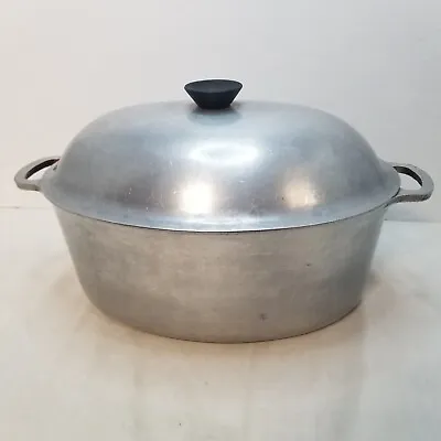 VINTAGE Cast Aluminum Majestic Ware Oval Dutch Oven Roaster W/Lid 12.5  X 9  • $24.99