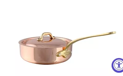 Mauviel 1830 2mm Copper Saute Pan With Lid & Brass Handle 3.3-Qt • $375