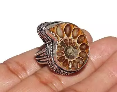 Ammonite Ring 925 Sterling Silver Ring Handmade Gemstone Ring Women's Rings • $12.99