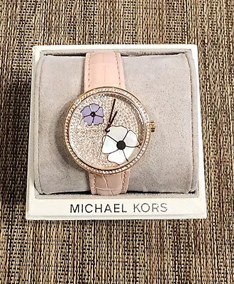 New Michael Kors Women's Courtney Rose Gold-Tone And Blush Leather Watch MK2718 • $125.96