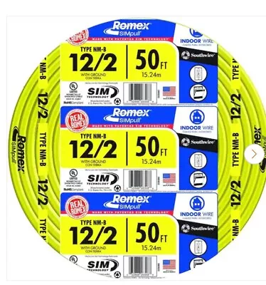 12/2 NM-B Residential Indoor Wire Equivalent To ROMEX (50FT Cut Of A Spool) • $37.99