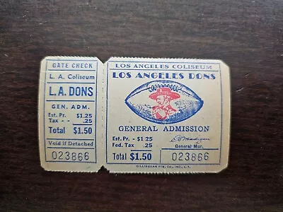 Vintage 1946 Aafc Los Angeles Dons Full Unused Pro Football Ticket • $54.99