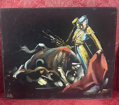 Vintage Acrylic Velvet Bull Fighter Matador Painting Signed • $49.95