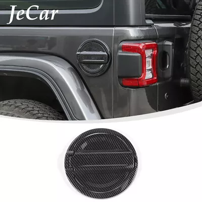 Carbon Fiber Door Fuel Filler Tank Gas Cap Cover Trim For Jeep Wrangler JL 2018+ • $28.59