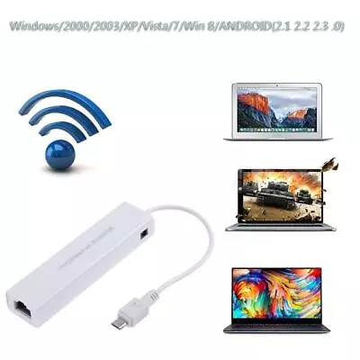 OTG 3 Port USB 2.0 HUB 10/100MB Micro USB To RJ45 LAN Adapter Network Card • $8.13