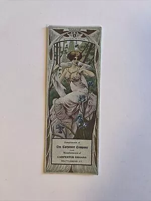 Victorian Trade Card Advertising Bookmark Carpenter Organs Brattleboro VT 6x2” • $7