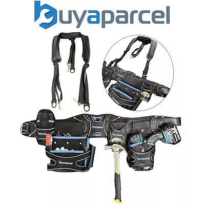 BAP 5PC Heavy Duty Champion Tool Belt & Braces Set Pouch Holster Holder Black • £49.43