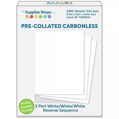3-Part Reverse Sequence White / White / White Pre-Collated Carbonless Paper • $88.62