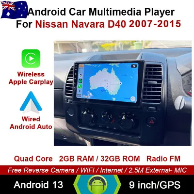 9” Android 13 Car Head Unit Stereo GPS For Nissan Navara 2005-2011 D40 Carplay • $370.40