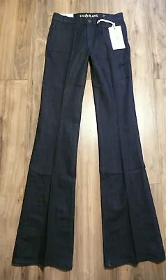 MiH  Marrakesh Mid Rise Kick Flare Jeans  Dark Blue Wash RAW Sz 24 LONG • $25