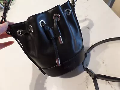 New Latest KOOPLES Black Leather Small Bucket Bag With 2 Handles Made ITALY • $180.49