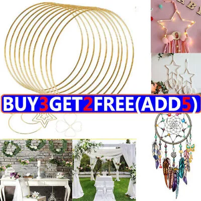 1x Metal Floral Hoop Wreath Macrame For Xmas Rings Wedding DIY Hanging Craft • £2.39