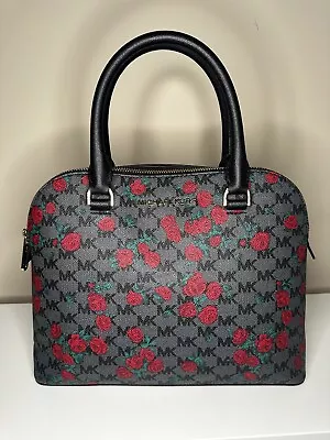 Michael Kors Cindy Heritage Black Rose Dome Handbag • $50