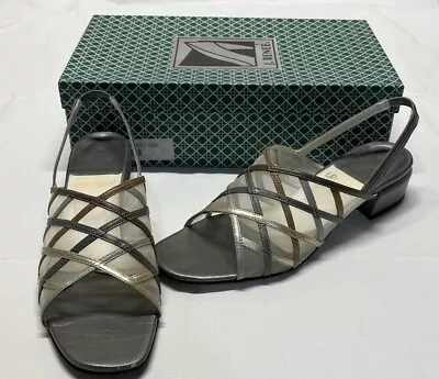 Women’s Slingback Silver And Gold Sandals Heels Vintage J. Renee  • $22.99