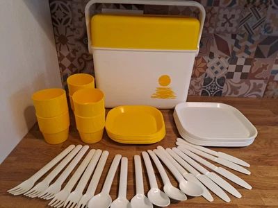 £14 • Buy Keter Brand 1970's Vintage Melamine Plastic Picnic Set In Sunshine Yellow VW 