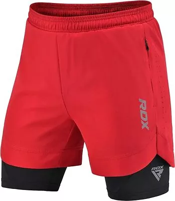 RDX Running Shorts 2 In 1 Athletic Breathable Short 2 Zipper & 2 Phone Pockets • $29.99