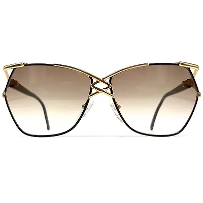 Vintage TED LAPIDUS Sunglasses - 70's France - Large - ORIGINAL - Black/Gold TL • $159.19