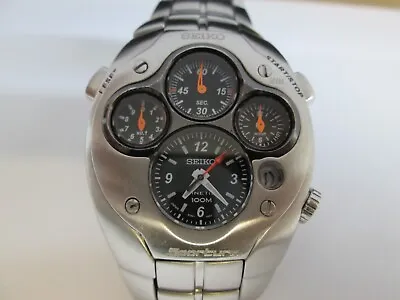 Seiko Kinetic Watch Sportura 9t82 - 0ad0 Limited Edition Steel Chronograph Watch • $1195