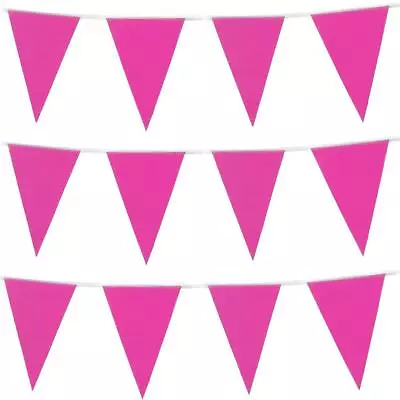 Hot Pink Plastic Bunting 10M  Baby Shower Decorations Party Girl Garland Garden • £4.49