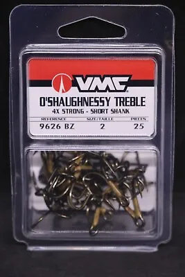 VMC 9626BZ Bronze O'Shaughnessy Treble Hooks 4X - Size 2 - Short Shank • $5.89