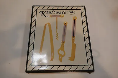 Vintage 80'sCocktail Bartender Tool (4) Piece Set Kraft Ware With Box  In Chrome • $24.95