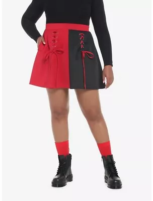 $25 • Buy NEW Hot Topic Red & Black Split Lace-Up Skirt Plus Size 4XL