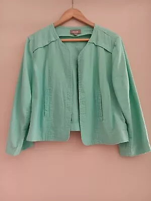 Sussan Hook & Loop Jacket Womens Size 14 Mint Green Long Sleeve Linen Blend • $15