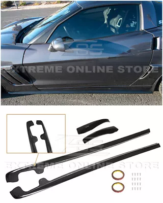 For 05-13 Corvette C6 Z06 | ZR1 Style GLOSSY BLACK Side Skirts Rocker Panel Pair • $199.98