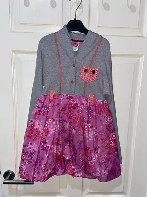 Lobely Girls  Cake Walk Pink / Grey  Long Sleeve Flared Dress Age Approx 9 Year • £5