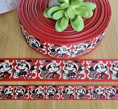 7/8 & 1.5  (1 YD) Mickey Mouse Christmas Grosgrain Ribbon Minnie Mouse Disney • $1.20